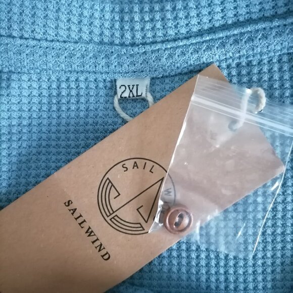 Sail Wind Men's Blue Long Sleeve Long Sleeve Textured Henley T-Shirt Size 2XL - Picture 5 of 7